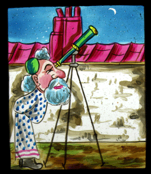 Slipping slide of an astronomer and his telescope